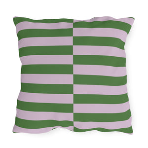 Lilac & Green Striped Indoor Outdoor Throw Pillow