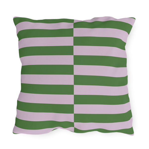 Lilac & Green Striped Indoor Outdoor Throw Pillow