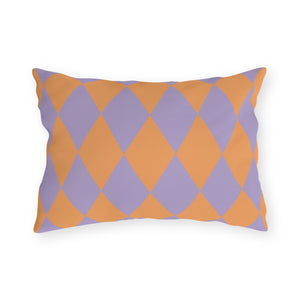 Reversible Orange Purple Harlequin Indoor Outdoor Pillow