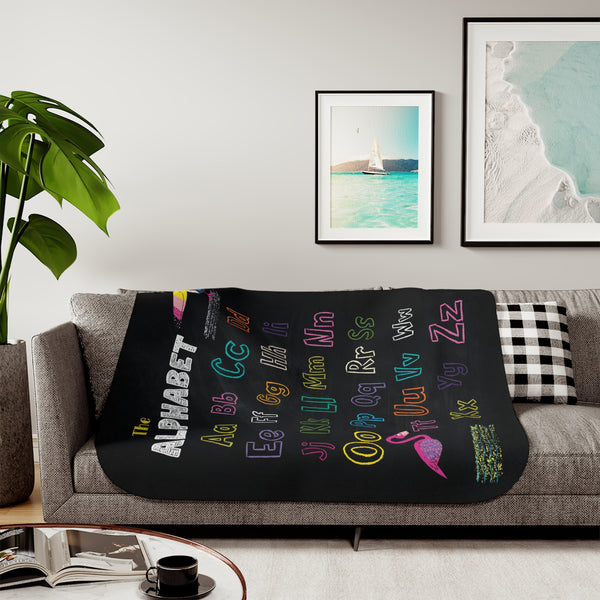 ABC Chalkboard Soft Sherpa Baby Blanket