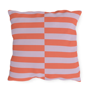 Orange Lilac Striped Indoor Outdoor Throw Pillow