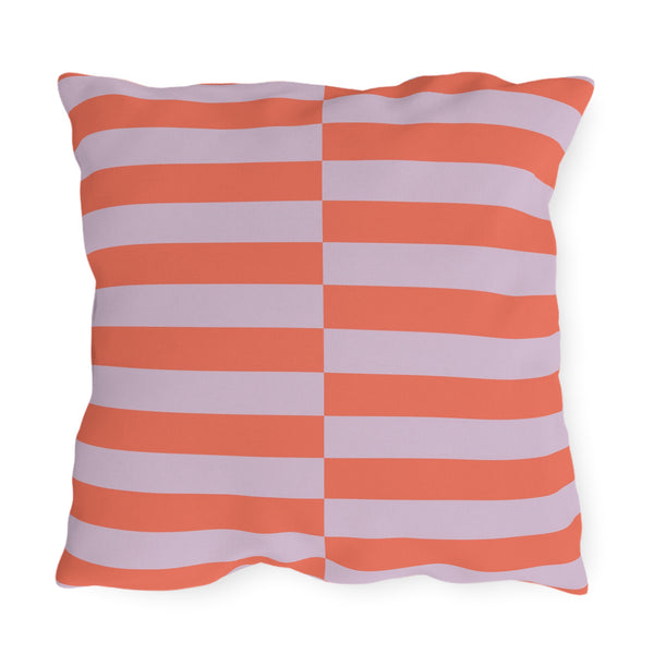 Orange Lilac Striped Indoor Outdoor Throw Pillow