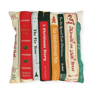 throw pillow with 'Christmas Classics Books Decor' design