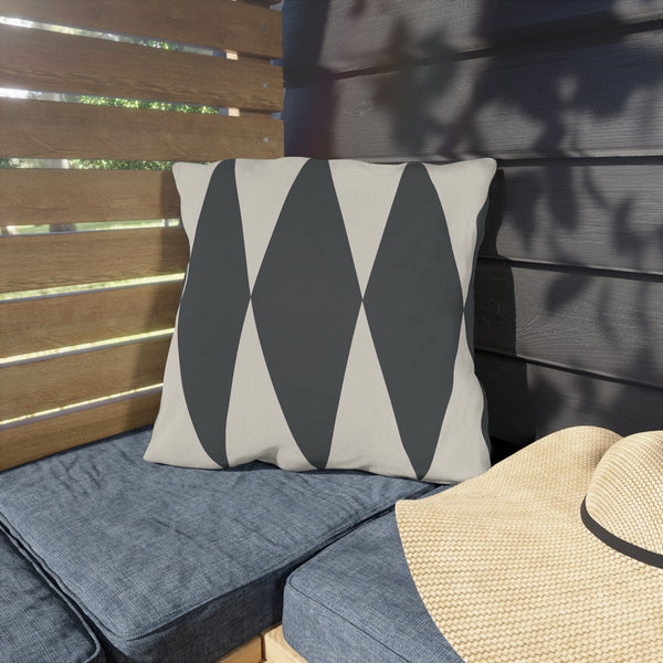 Dark Grey Ivory Diamonds Indoor Outdoor Throw Pillow