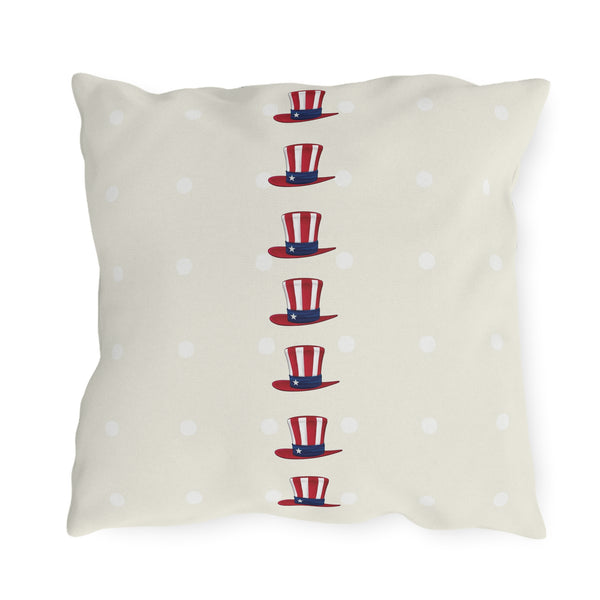 Patriotic Dots and Hats Outdoor Indoor Throw Pillow