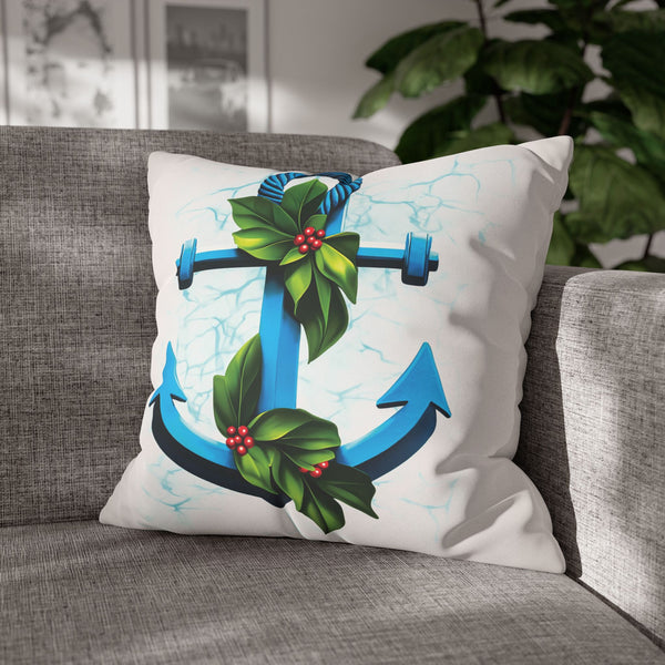 Coastal Christmas Nautical Faux Suede Pillow Cover