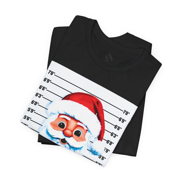 Arrested Santa Mug Shot Funny Christmas T-Shirt