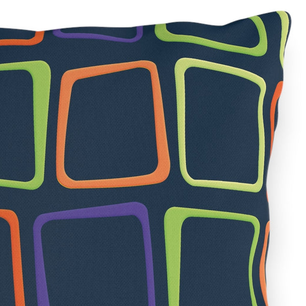 Mid-Century Modern Blue Indoor Outdoor Throw Pillow