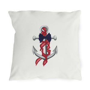 throw pillow with 'Red White Blue Nautical Theme Outdoor Indoor' design