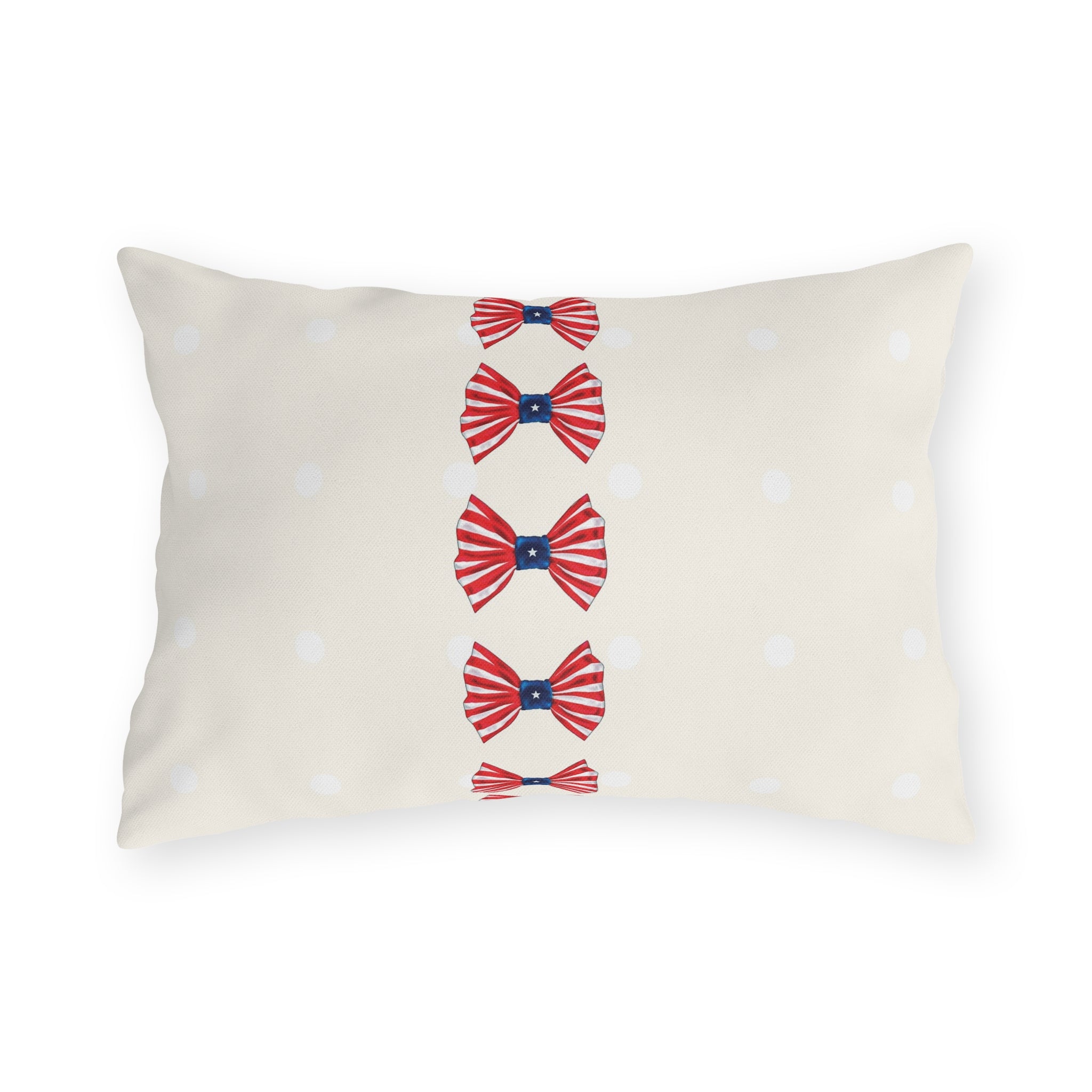Patriotic Polka Dots and Bows Outdoor Indoor Throw Pillow