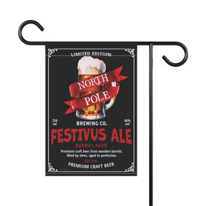 Garden flag with 'Festivus Ale North Pole Brewery Christmas' design