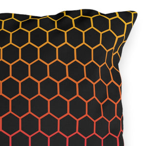 throw pillow with 'Honeycomb Rainbow' design