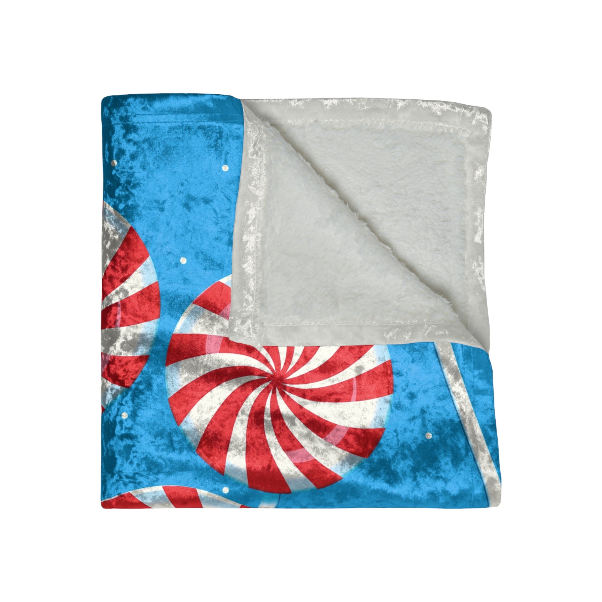 Peppermint Lollipops Blue Christmas Throw