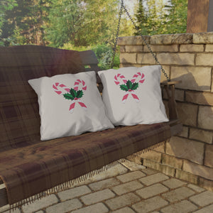 throw pillow with 'Pink Candy Cane Durable Outdoor' design