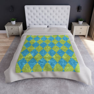 Green and Blue Harlequin Decorative Throw