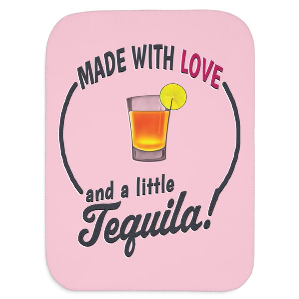 Made with Love Cute Sherpa Baby Blanket Pink