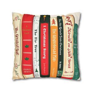 throw pillow with 'Christmas Books Decor Cover' design