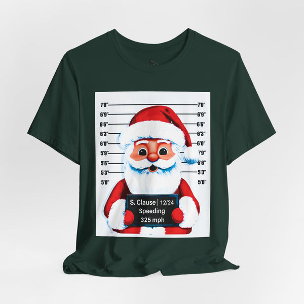 Arrested Santa Mug Shot Funny Christmas T-Shirt