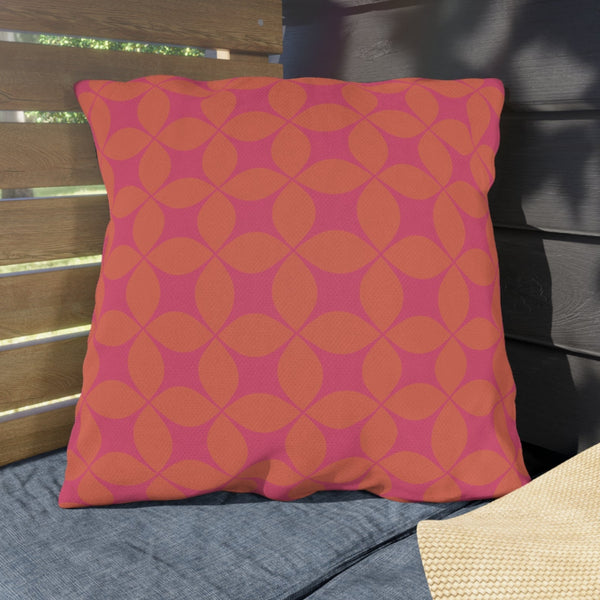 Pink & Orange Art Deco Indoor Outdoor Throw Pillow