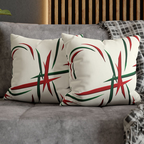 Red Green Candy Cane Holiday Pillow Cover