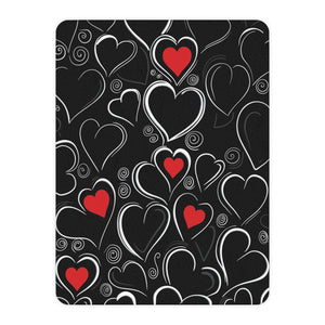 Decorative Hearts Sherpa Throw Blanket