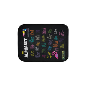 soft sherpa blanket with 'ABC Chalkboard' design