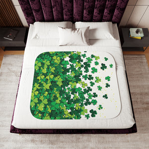 soft sherpa blanket with 'Lucky Shamrocks St. Patrick's Day' design