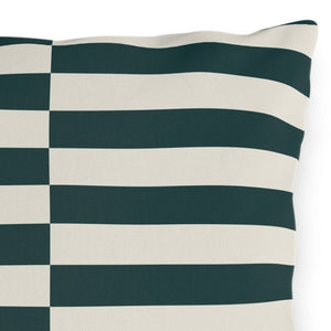 Dark Green and Ivory Striped Indoor Outdoor Throw Pillow