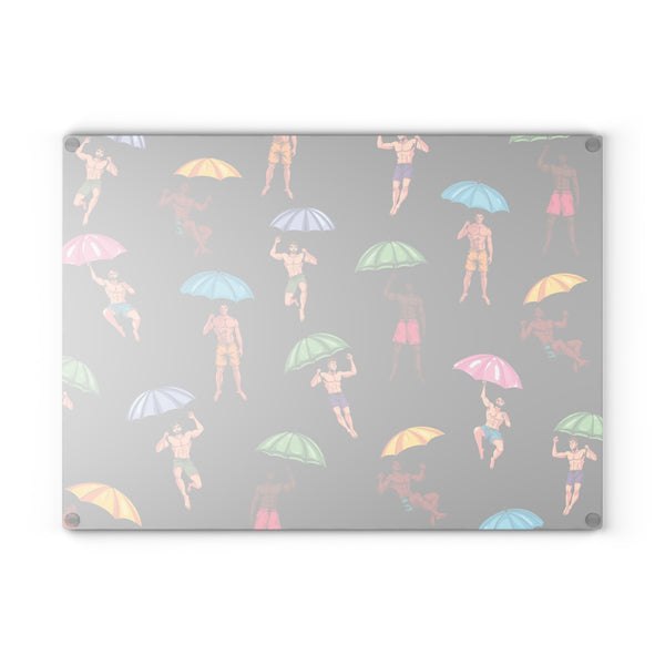 It's Raining Men Glass Cutting Board