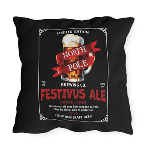 throw pillow with 'North Pole Brewery Christmas' design