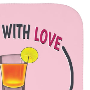 soft sherpa blanket with 'Made with Love Pink' design