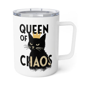 Queen of Chaos Black Cat Funny Insulated Travel Mug 10oz