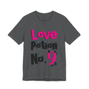 Orange t-shirt with 'Love Potion No 9 Witchy Woman' design on a white background