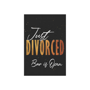 Garden flag with 'Just Divorced Party Funny' design