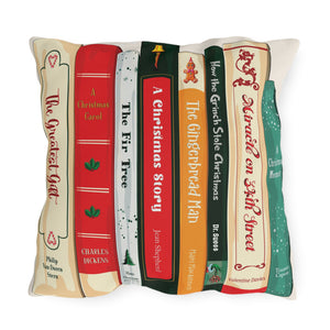 throw pillow with 'Christmas Classics Books Decor' design