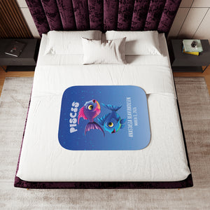 Soft sherpa blanket with 'Personalized Pisces Zodiac' design