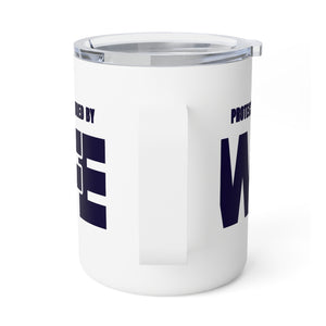 mug with 'Wife Security Funny Husband Insulated Travel 10oz' graphic on a white background