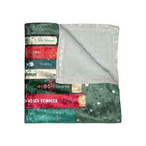 Soft sherpa blanket with 'Christmas Throw Cozy Holiday Decor' design