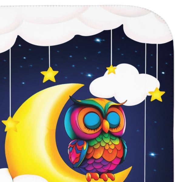 Napping Night Owl Soft Sherpa Baby Blanket