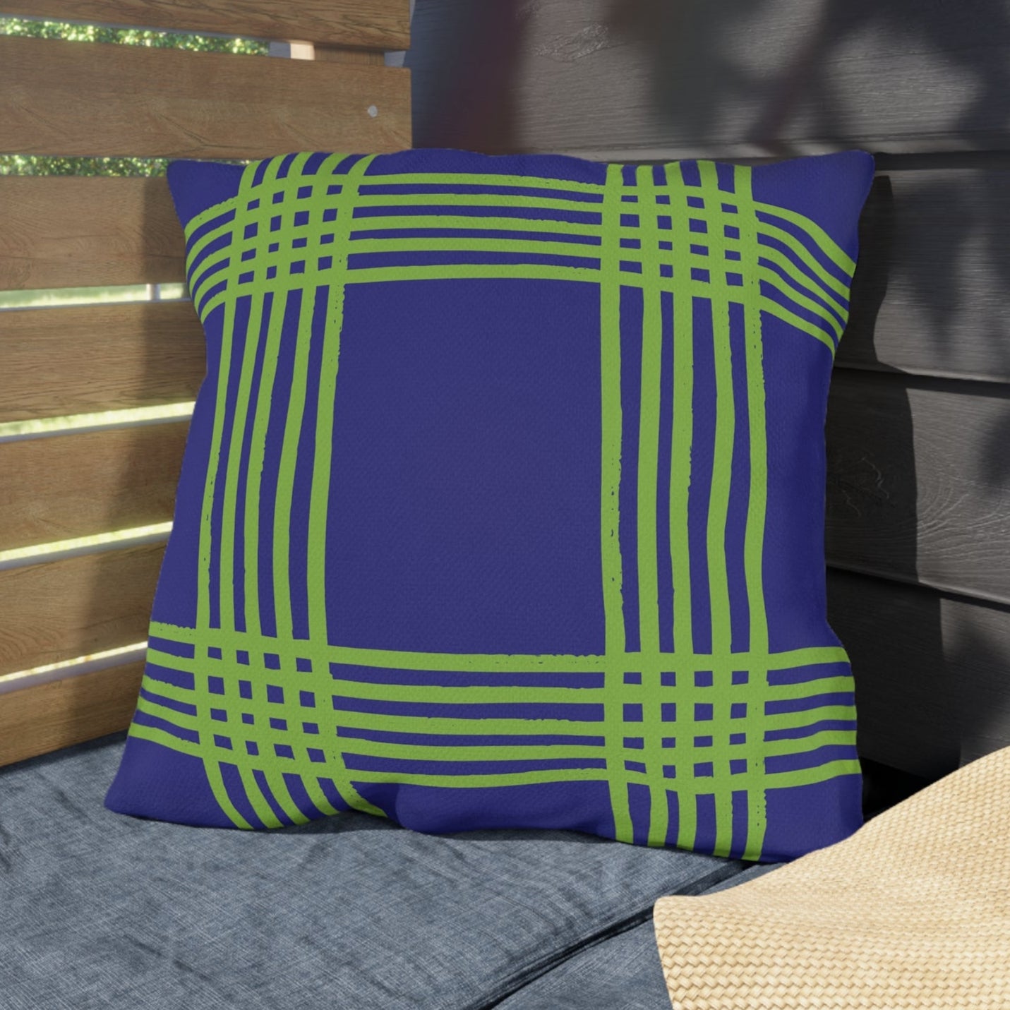 Purple and Green Indoor Outdoor Fall Reversible Throw Pillow