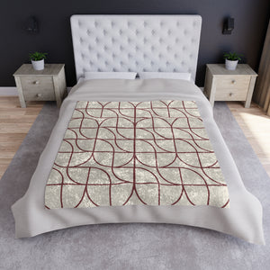 Soft sherpa blanket with 'Red & White Art Deco Decorative Throw' design