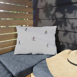 Chic Skiers Indoor Outdoor Patio Pillow