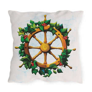 throw pillow with 'Coastal Christmas Outdoor Nautical Christmas Decor' design