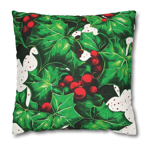 throw pillow with 'Holiday Ivy Cover Cozy Holiday Decor' design
