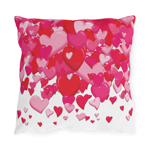 Lot's of Love Pink Hearts Indoor Outdoor Throw Pillow