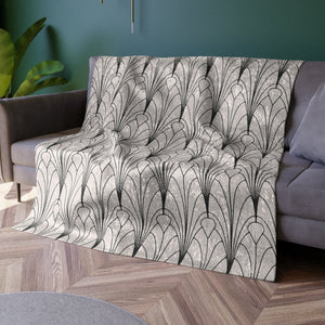 White and Black Art Deco Decorative Throw Blanket