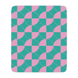 Pastel Pink & Mint Green Geometric Sherpa Throw Blanket