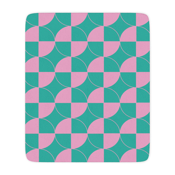 Pastel Pink & Mint Green Geometric Sherpa Throw Blanket