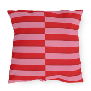 Pink & Red Striped Indoor Outdoor Throw Pillow