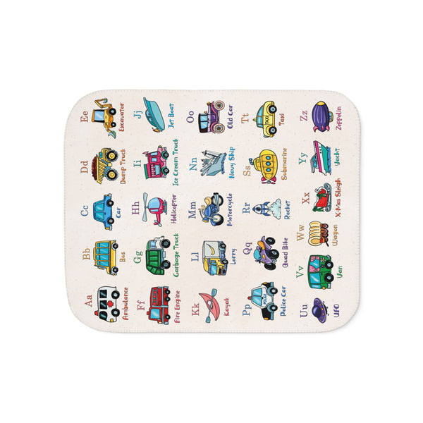 ABC's of Transportation Soft Sherpa Baby Blanket